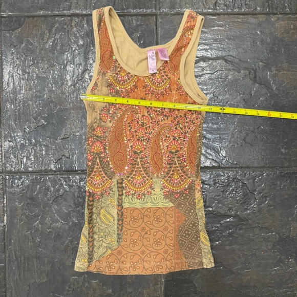 Jonny Was Style 100% Cotton Paisley Print Tank Top - Orange Size Medium - Picture 6 of 6